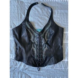 Harley Davidson Leather Corset Crop Top